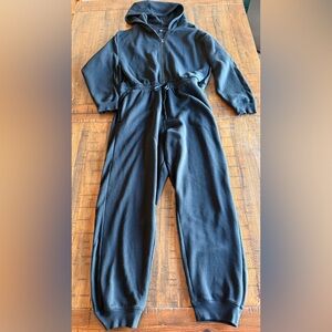 Victoria’s Secret black fleece hooded jumpsuit cozy one piece lounge suit